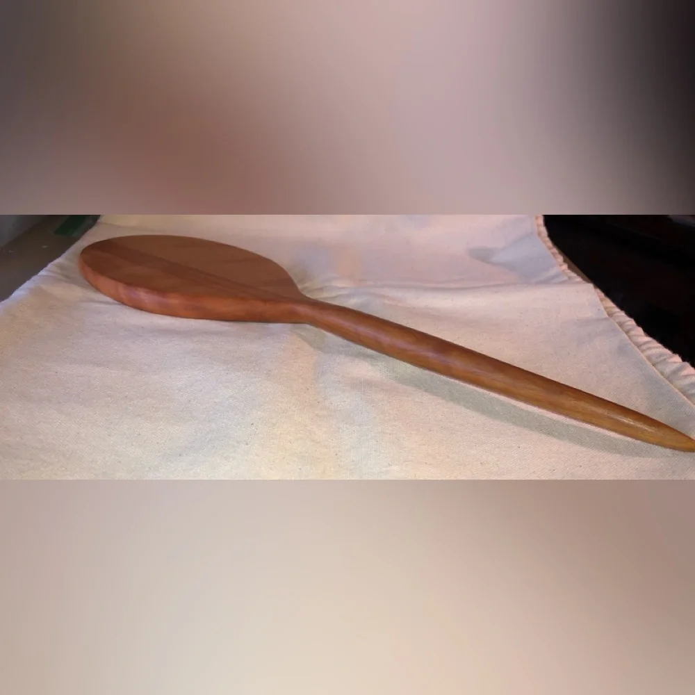 Wooden Oval Long Handled Hand Mirror 15.75” Long-Handcrafted/vintage 1980s